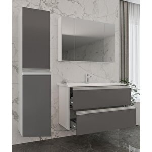 Terme 100 Cm Gri Çekmeceli Banyo Dolabı Takımı