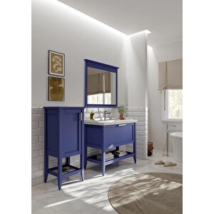 Bastle 80 Cm Mat Lacivert Banyo Dolabı Takımı