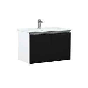 Terme 60 Cm Siyah Kapaklı Banyo Dolabı Takımı