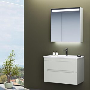 Varna 80 Cm Mat Kaşmir Banyo Dolabı Takımı (ledli-dolaplı Ayna)