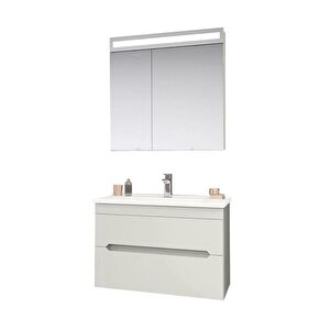 Varna 80 Cm Mat Kaşmir Banyo Dolabı Takımı (ledli-dolaplı Ayna)