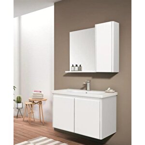 Düden 80 Cm Beyaz Kapaklı Banyo Dolabı Takımı
