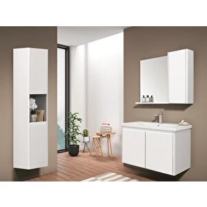 Düden 80 Cm Beyaz Kapaklı Banyo Dolabı Takımı