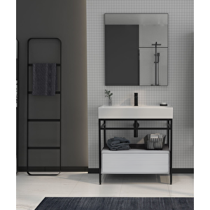 Vegas 80 Cm Mat Beyaz Banyo Dolabı Takımı