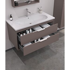 Clay 80 Cm Toprak Çekmeceli Banyo Dolabı Takımı