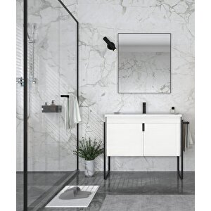 Trio 80 Cm Kapaklı Beyaz Havluluklu Banyo Dolabı Takımı