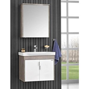 Luna 65 Cm Gri Banyo Dolabı Takımı