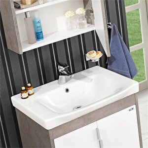Luna 65 Cm Gri Banyo Dolabı Takımı
