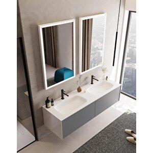 Cube 160 Cm Mat Gri Banyo Dolabı Takımı