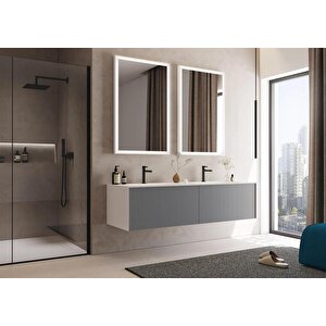 Orka Cube 160 Cm Mat Gri Banyo Dolabı Takımı
