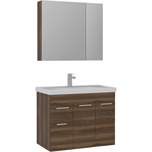 Enez 80 Cm Tesbih Ceviz Banyo Dolabı Takımı (dolaplı Ayna)