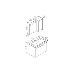 Orka Lago 85 Cm Antrasit Banyo Dolabı Takımı