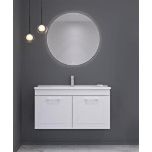 Limpo 100 Cm Mat Beyaz Kapaklı Banyo Dolabı Takımı