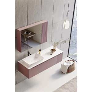Biella 140 Cm Pudra Banyo Dolabı Takımı