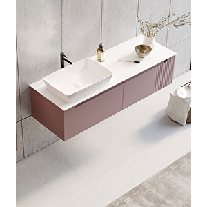 Biella 140 Cm Pudra Banyo Dolabı Takımı