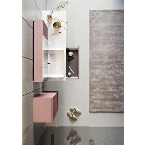 Orka Biella 140 Cm Pudra Banyo Dolabı Takımı