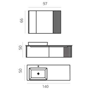 Orka Biella 140 Cm Pudra Banyo Dolabı Takımı