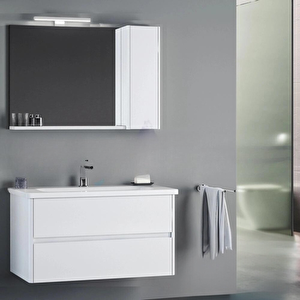 Düden 100 Cm Beyaz Banyo Dolabı Takımı