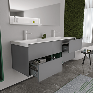 Orka Milano 140 Cm Mat Gri Banyo Dolabı Takımı