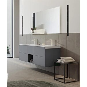 Orka Milano 140 Cm Mat Gri Banyo Dolabı Takımı