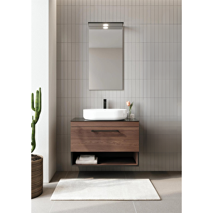 Knidos 90 Cm Navaro Ledli Ayna Banyo Dolabı Takımı