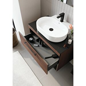 Knidos 90 Cm Navaro Ledli Ayna Banyo Dolabı Takımı