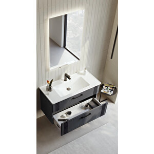 Bari 85 Cm Antrasit Banyo Dolabı Takımı (ledli Ayna)