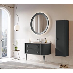 Orka Felice 100 Cm Siyah Lake Banyo Dolabı Takımı