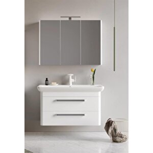 Rose 100 Cm Parlak Beyaz Banyo Dolabı Takımı