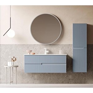 Moonlight 120 Cm Mat Mavi Banyo Dolabı Takımı