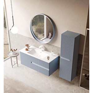 Moonlight 120 Cm Mat Mavi Banyo Dolabı Takımı
