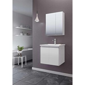 Terme 60 Cm Beyaz Kapaklı Banyo Dolabı Takımı