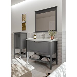 Bastle 80 Cm Mat Gri Banyo Dolabı Takımı