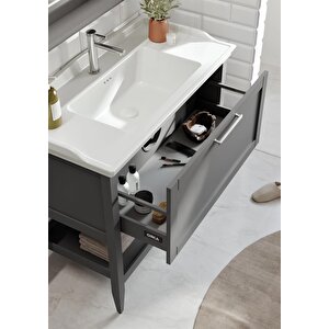 Bastle 80 Cm Mat Gri Banyo Dolabı Takımı