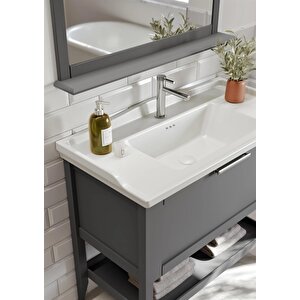 Orka Bastle 80 Cm Mat Gri Banyo Dolabı Takımı