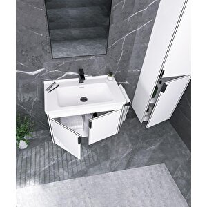 Trio 80 Cm Kapaklı Beyaz Banyo Dolabı Takımı