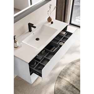 Nest 120 Cm Mat Beyaz  Banyo Dolabı Takımı