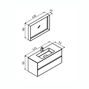 Orka Nest 120 Cm Mat Beyaz  Banyo Dolabı Takımı