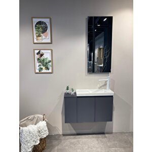 Ferla 80 Cm Mat Antrasit Banyo Dolabı Takımı