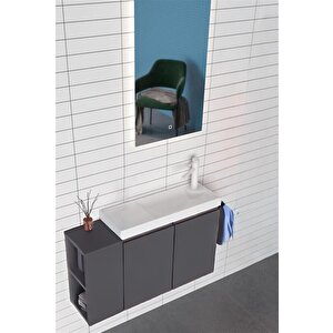 Ferla 80 Cm Mat Antrasit Banyo Dolabı Takımı