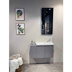 Ferla 80 Cm Mat Gri Banyo Dolabı Takımı
