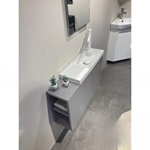 Ferla 80 Cm Mat Gri Banyo Dolabı Takımı