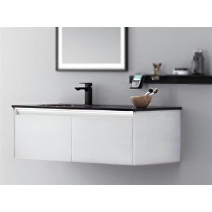 Lisbon 110 Cm Mat Beyaz Banyo Dolabı Takımı