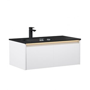 Lisbon 110 Cm Mat Beyaz Banyo Dolabı Takımı