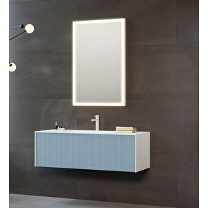 Cube 120 Cm Mat Mavi Banyo Dolabı Takımı