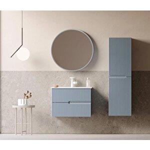 Moonlight 70 Cm Mat Mavi Banyo Dolabı Takımı