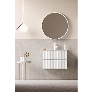Moonlight 70 Cm Mat Beyaz Banyo Dolabı Takımı