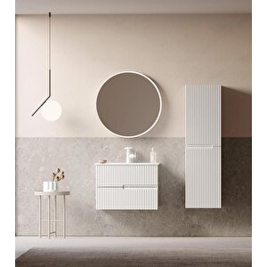 Moonlight 70 Cm Mat Beyaz Banyo Dolabı Takımı