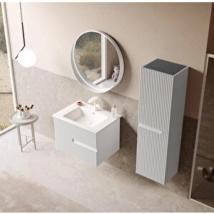 Moonlight 70 Cm Mat Beyaz Banyo Dolabı Takımı