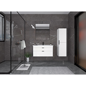 Trio 100 Cm Çekmeceli Beyaz Banyo Dolabı Takımı